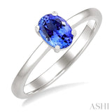 7X5MM Oval Cut Tanzanite Precious Solitaire Ring in 14K White Gold