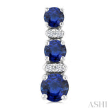 2.2-3.3 MM Round Shape Sapphire and 1/50 Ctw Round Cut Diamond Hoop  Earrings in 10K White Gold