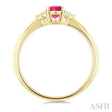 1/20 Ctw Oval Cut 6X4 MM Pink Tourmaline and Round Cut Diamond semi-precious Ring in 10K Yellow Gold