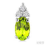 1/20 Ctw Oval Cut 5X3 MM Peridot and Round Cut Diamond semi-precious Earrings in 10K White Gold