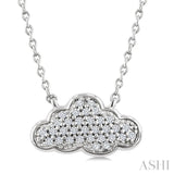 1/10 Ctw Round Cut Diamond Cloud Motif Petite Fashion Pendant With Chain in 10K White Gold