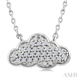 1/10 Ctw Round Cut Diamond Cloud Motif Petite Fashion Pendant With Chain in 10K White Gold