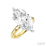 1/3 Ctw Marquise Shape Baguette and Round Cut Diamond Semi-Mount Engagement Ring in 14K Yellow and White Gold