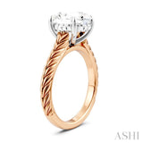 1/10 Ctw Oval Shape Round Cut Diamond Semi-Mount Engagement Ring in 14K Rose and White Gold