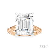 1/8 Ctw Emerald Shape Round Cut Diamond Akari Wheat Shank Semi-Mount Engagement Ring in 14K Rose and White Gold