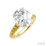 1/10 Ctw Oval Shape Round Cut Diamond Semi-Mount Engagement Ring in 14K Yellow and White Gold