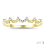 1/8 Ctw Round Cut Diamond Wave Stackable Band in 10K Yellow Gold