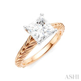 1/20 Ctw Princess Shape Round Cut Diamond Akari Wheat Shank Semi-Mount Engagement Ring in 14K Rose and White Gold