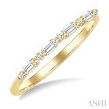 1/6 Ctw Baguette and Round Cut Diamond Link Stackable Fashion Band in 10K Yellow Gold