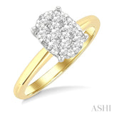 1/2 Ctw Lovebright Oval Shape Round Cut Diamond Cluster Ring in 14K Yellow and White Gold