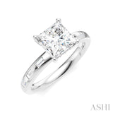 1/4 Ctw Princess Shape Baguette and Round Cut Diamond Semi-Mount Engagement Ring in 14K White Gold