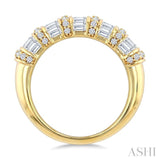 1 Ctw Baguette and Round Cut Diamond Fashion Bamboo Band in 14K Yellow Gold