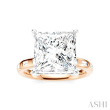 1/3 Ctw Princess Shape Baguette and Round Cut Diamond Semi-Mount Engagement Ring in 14K Rose and White Gold