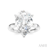1/3 Ctw Pear Shape Baguette and Round Cut Diamond Semi-Mount Engagement Ring in 14K White Gold