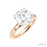1/4 Ctw Round Shape Baguette and Round Cut Diamond Semi-Mount Engagement Ring in 14K Rose and White Gold