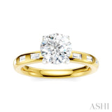 1/4 Ctw Round Shape Baguette and Round Cut Diamond Semi-Mount Engagement Ring in 14K Yellow and White Gold