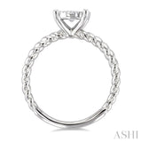 1/2 Ctw Lovebright Circular Shape Rope Textured Shank Round Cut Diamond Cluster Ring in 14K White Gold