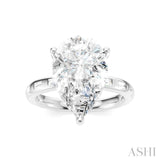 1/3 Ctw Pear Shape Baguette and Round Cut Diamond Semi-Mount Engagement Ring in 14K White Gold