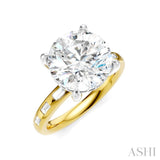 1/3 Ctw Akari Circular Shape, Baguette and Round Cut Diamond Semi Mount Engagement Ring in 14K Yellow and White Gold