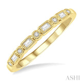 1/10 Ctw Lattice Baguette and Round Cut Diamond Stackable Band in 14K Yellow Gold