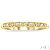 1/10 Ctw Lattice Baguette and Round Cut Diamond Stackable Band in 14K Yellow Gold