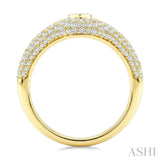 1 Ctw Pave Set Pear Shape and Round Cut Diamond Fashion Signet Ring in 14K Yellow Gold