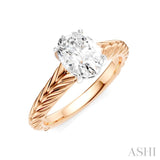 1/20 Ctw Oval Shape Round Cut Diamond Semi-Mount Engagement Ring in 14K Rose and White Gold