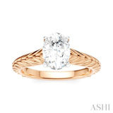 1/20 Ctw Oval Shape Round Cut Diamond Semi-Mount Engagement Ring in 14K Rose and White Gold