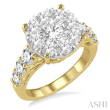 2 Ctw Round Cut Lovebright Diamond Ring in 14K Yellow and White Gold
