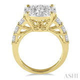 2 Ctw Round Cut Lovebright Diamond Ring in 14K Yellow and White Gold