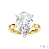 1/3 Ctw Pear Shape Baguette and Round Cut Diamond Semi-Mount Engagement Ring in 14K Yellow and White Gold