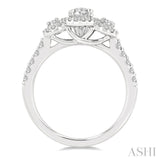 5/8 Ctw Oval Shape Past, Present & Future Round Cut Diamond Semi-Mount Engagement Ring in 14K White Gold