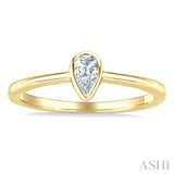 1/5 Ctw Bezel Set Pear Cut Diamond Fashion Ring in 14K Yellow Gold