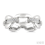 1/20 Ctw Round Cut Diamond Oval Shape D-Link Bold Fashion Ring in Sterling Silver