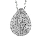 A bold Pear shaped pendant with 0.80 ctw. of pave set diamonds on a 17-19 adjustable chain
