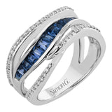 A source of strength and royalty, this 18K white gold ring features .78cttw sapphires and .25cttw diamonds.