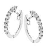 Our beautiful white gold 1/2 carat diamond hoop earrings are prong set with .47 ctw of diamonds