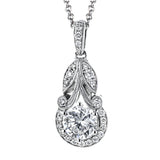 This classic, elegant white gold pendant features .16 ctw of round white diamond accents in a vintage-inspired setting.