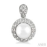 6 MM Cultured Pearls and 1/3 Ctw Round Cut Diamond Earrings in 10K White Gold