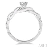 1/5 Ctw Entwined Semi-Mount Round Center Diamond Engagement Ring in 14K White Gold