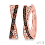 1/3 Ctw White and Champagne Brown Round Cut Diamond Earrings in 10K Rose Gold