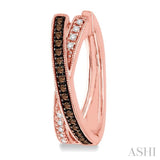 1/3 Ctw White and Champagne Brown Round Cut Diamond Earrings in 10K Rose Gold