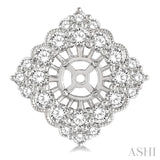 1 3/4 Ctw Rhombus Scalloped Edge Round Cut Diamond Earrings Jacket in 14K White Gold