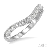 1/4 Ctw Ethnic Milgrain Curve Round Cut Diamond Wedding Band in 14K White Gold