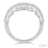 1/4 Ctw Ethnic Milgrain Curve Round Cut Diamond Wedding Band in 14K White Gold