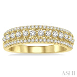 5/8 Ctw Triple Row Round Cut Diamond Fashion Band in 14K Yellow Gold