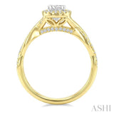 1/5 Ctw Entwined Shank Circular Shaped Center Round Cut Diamond Semi-Mount Engagement Ring in 14K Yellow and White Gold