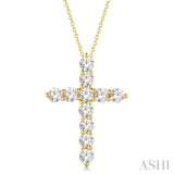 1 Ctw Round Cut Diamond Cross Pendant in 14K Yellow Gold with Chain