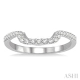 1/4 Ctw Scooped Center Round Cut Diamond Wedding Band in 14K White Gold