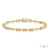 1 1/6 Ctw Marquise & Hexagonal Mount Round Cut Diamond Bracelet in 14K Yellow Gold